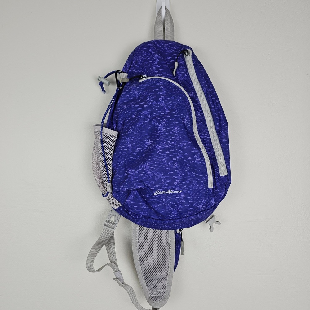 Eddie Bauer Sling Backpack Unisex OS Purple Rippled Pattern Crossbody Hiking Bag